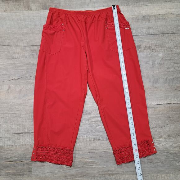 Deca Paris US Size 16 Pull On Art to Wear Stretchy Nylon Cropped Ankle Pants - Picture 8 of 11